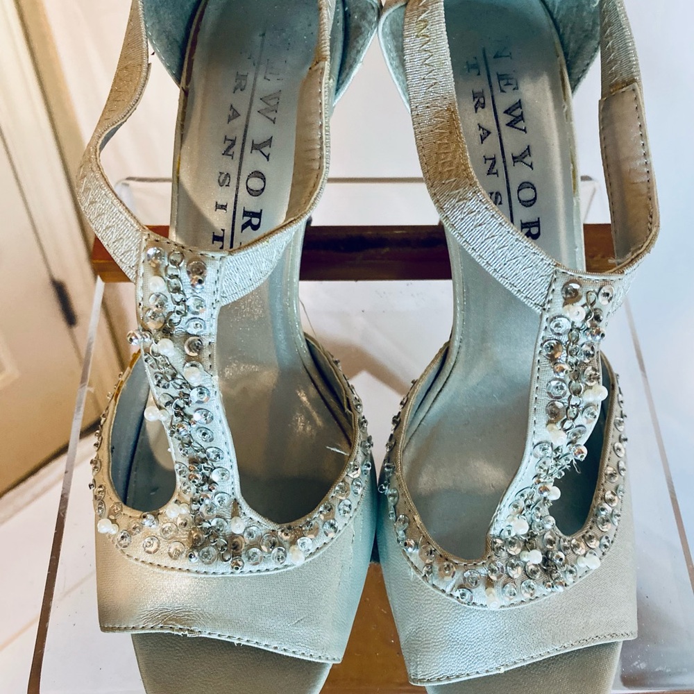 New York Transit Metallic Embellished Heels